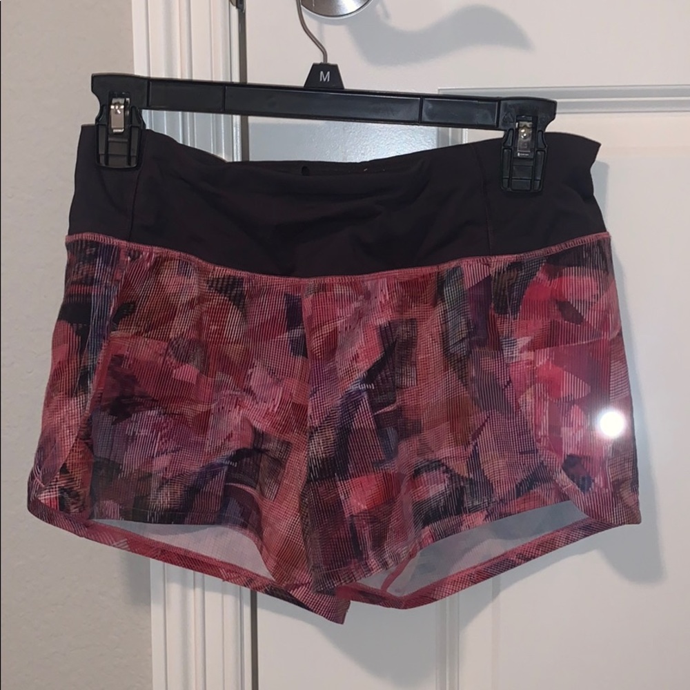 Multicolored lululemon speed up shorts 4”